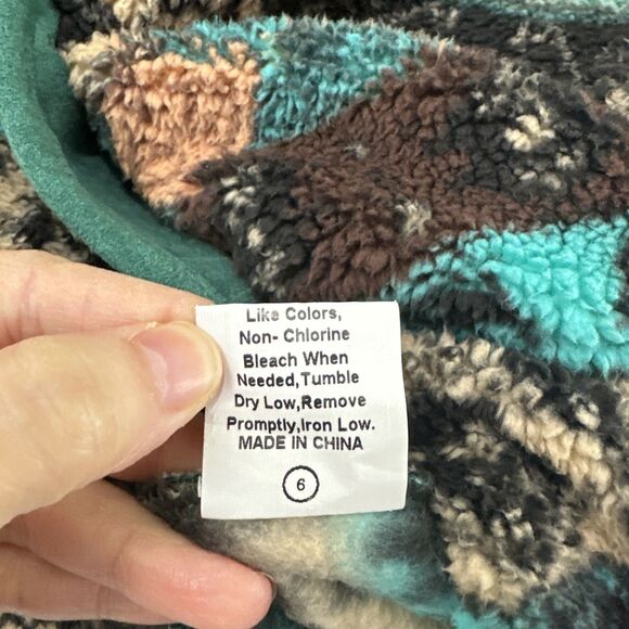 Emery Rose Southwestern Aztec Fleece Button Front Shirt Jacket Size M Cardigan - Picture 10 of 11